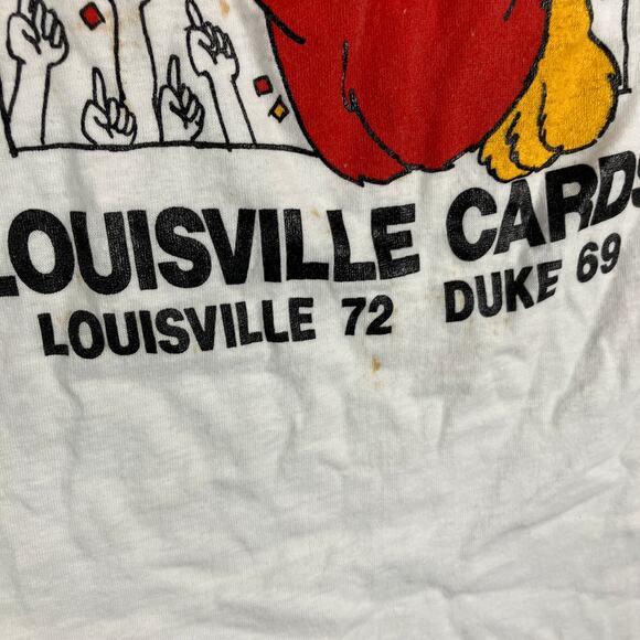 Screen Stars TShirt Mens XL White Red Ringer 1986 Louisville Cards Vintage - Picture 7 of 9